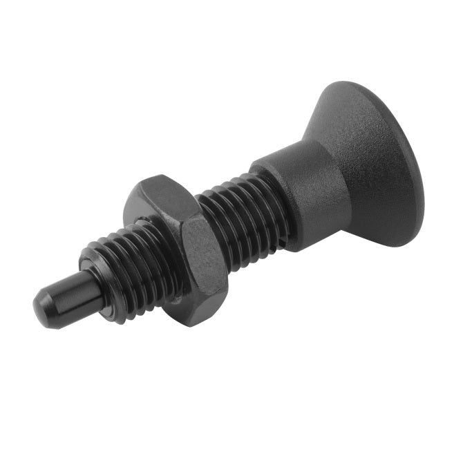 1081830 | PLIT-040-080-100-39-KPUN-C --- Indexing Pull Knob Plungers - M8 Fine - 8x1mm - 38.5 mm - 2.7 N No Collar - Steel Plunger