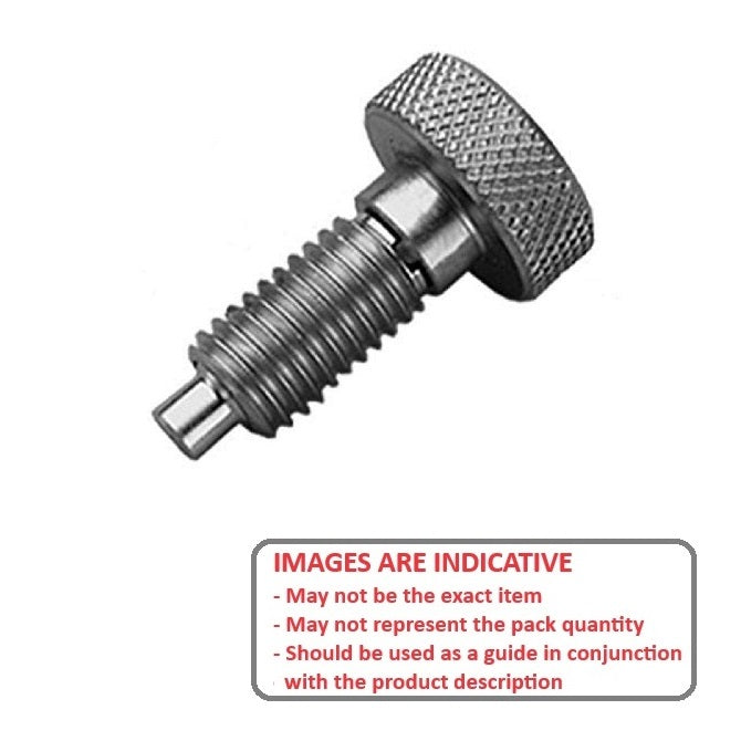 1086026 | PLST-095C-191-HKSLK-036 --- Spring Plungers - 3/8-16 UNC - 9.53mm - 19.1 mm - 4.5 N Knurled Handle - Stainless Steel Plunger