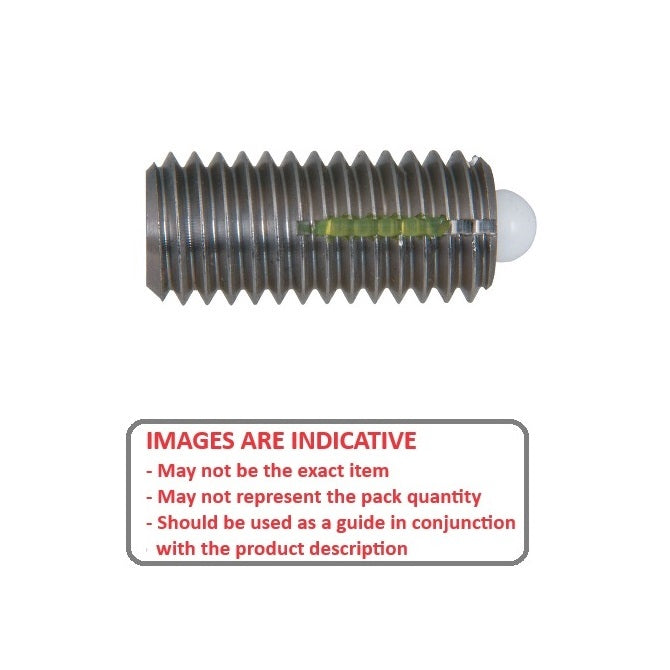 1049794 | PLST-035C-095-C-007-A --- Spring Plungers - 6-32 UNC - 3.5mm - 9.5 mm - 2.2 N No Handle - Steel Body with Acetal Nose Plunger