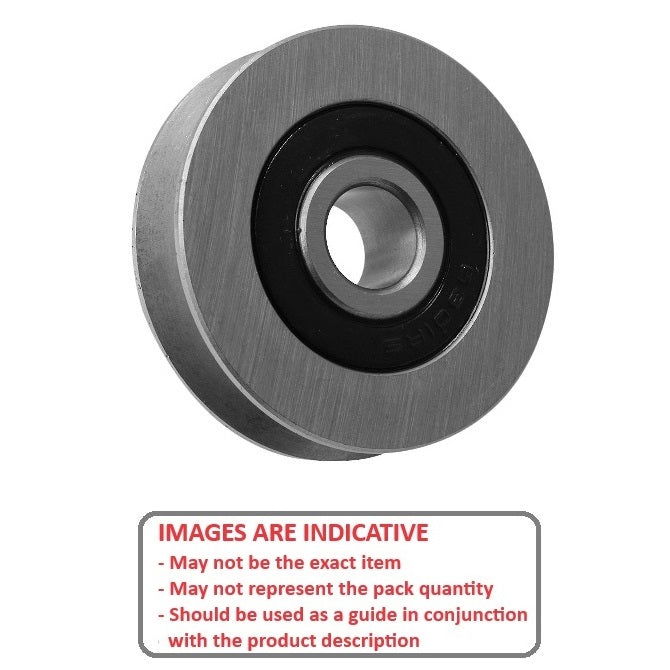 1036714 | PUI012-0127-032-ZB (25 Pcs) --- U Groove Idler Pulleys - 1.19x12.7x3.175 mm Single Row - Steel Pulley