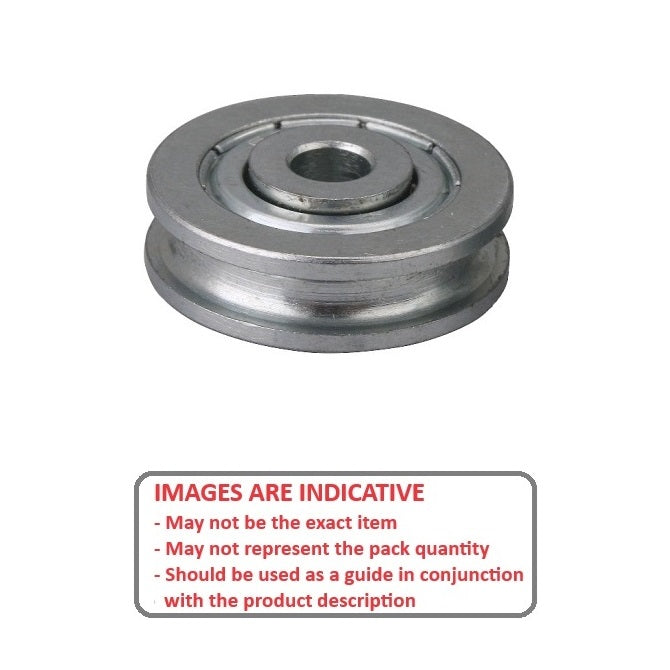 1056428 | PUI048-0318-064-ZB-RS (50 Pcs) --- U Groove Idler Pulleys - 4.76x31.75x6.35 mm Single Row - Steel Pulley