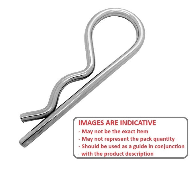 1036670 | RCL-011-025-S4 (20 Pcs) --- Single Coil R Clips - 1.1x25 mm - 304 Stainless Steel Clip