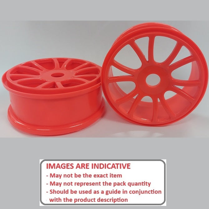 1225058 | RM-8O-080-O-6 (2 Pcs) --- RC Car Rims Hobby - Rim Colour Fluro Orange 6 Split Spoke Eighth Scale - Plastic Rim