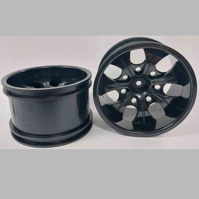 1225140 | RM-XM-078-BK-7 (2 Pcs) --- RC Car Rims Hobby - Rim Colour Black 7 Spoke Monster Truck Tenth Scale - Aluminium Rim