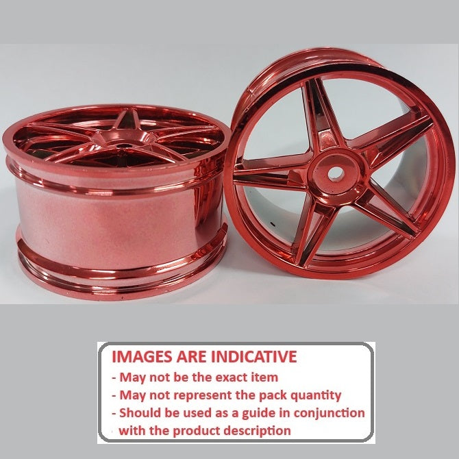 1225033 | RM-XO-060W-MR-5 (2 Pcs) --- RC Car Rims Hobby - Rim Colour Metallic Red 5 Spoke Tenth Scale - Aluminium Rim