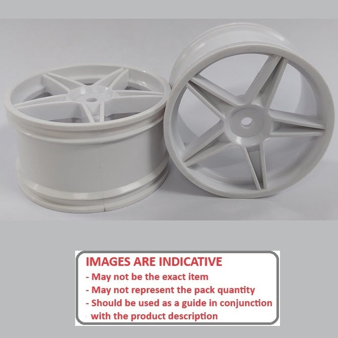 1224966 | RM-XO-060W-W-5 (2 Pcs) --- RC Car Rims Hobby - Rim Colour White 5 Spoke Tenth Scale - Aluminium Rim