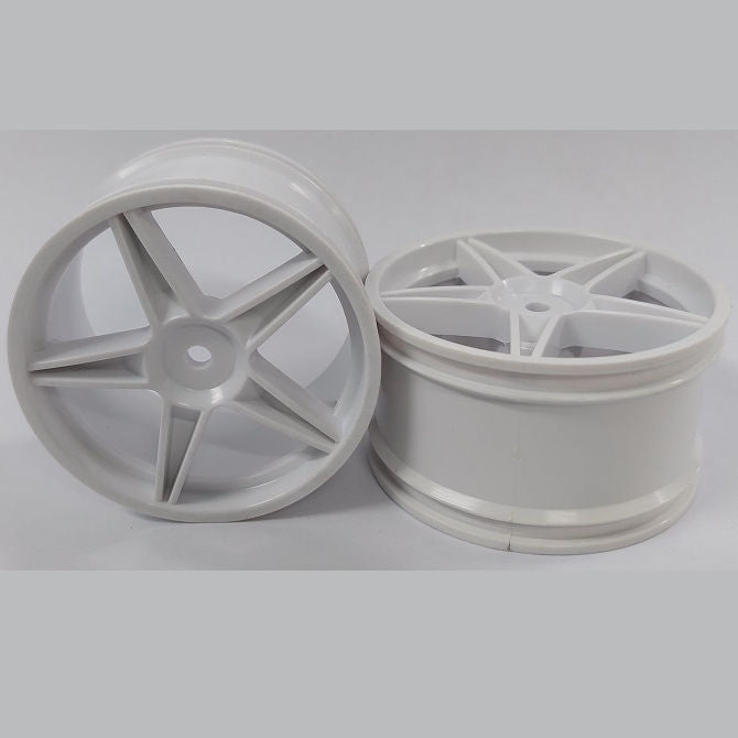 1224966 | RM-XO-060W-W-5 (2 Pcs) --- RC Car Rims Hobby - Rim Colour White 5 Spoke Tenth Scale - Aluminium Rim