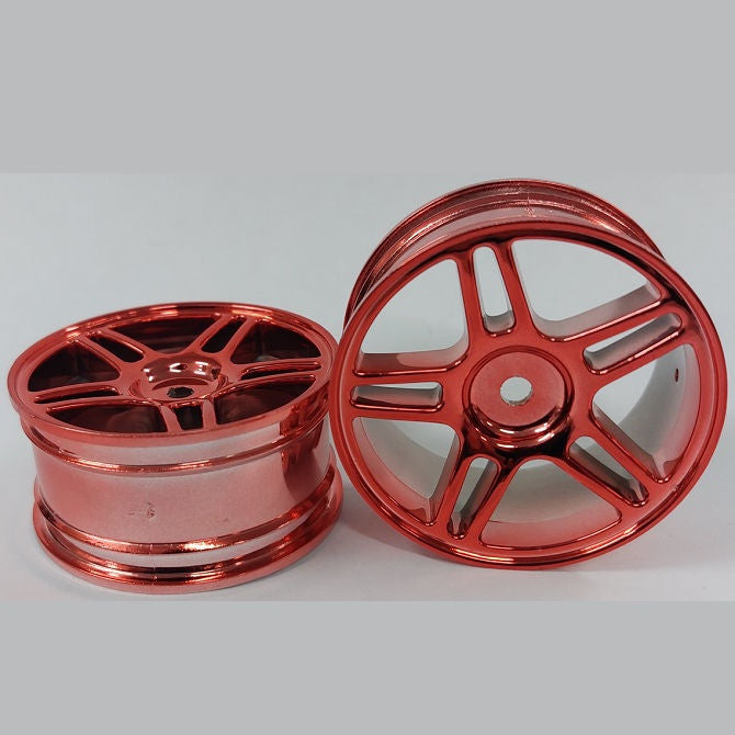 1224958 | RM-XR-052-R-5T (2 Pcs) --- RC Car Rims Hobby - Rim Colour Red 5 Split Spoke Tenth Scale - Plastic Rim
