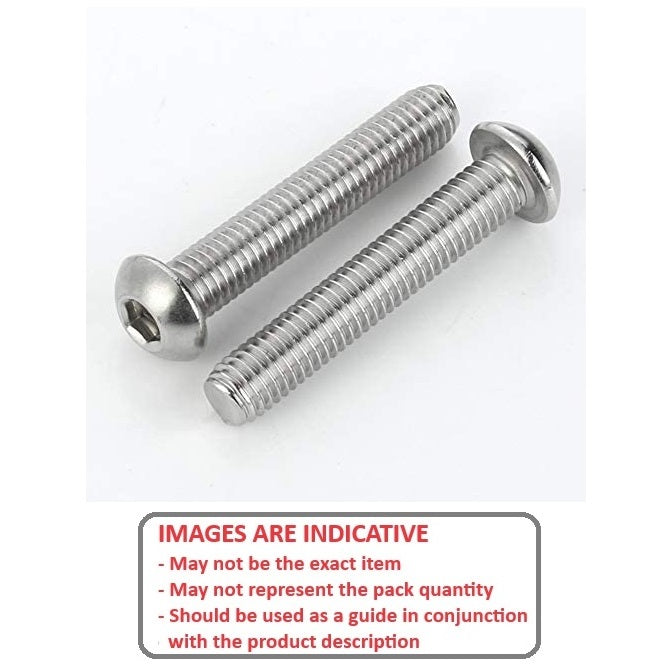 1038385 | SC019F-010-B-SK-S4 (6 Pcs) --- Button Screws - 1-72 UNF - 1.85mm - 9.5 mm - 304 Stainless Socket Screw