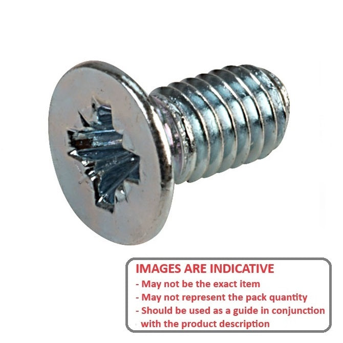 1091458 | SK100M-025-PZ-CZ (200 Pcs) --- Countersunk Screws - M10 - 10x1.5mm - 25 mm - Zinc Plated Steel Pozidrive Screw