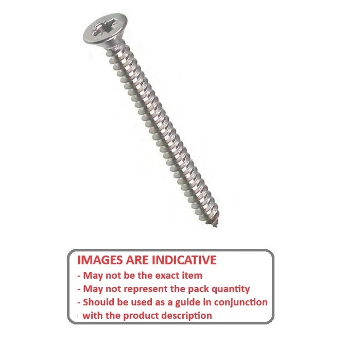 1073966 | SKT0635-057-PH-S4 (5 Pcs) --- Self Tapping Screws - 6.35x57.2 mm - 14 Countersunk - Stainless Steel 304 Similar to A2, 18-8 HRB80 Screw