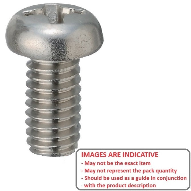 1041712 | SC025M-004-P-PH-S6 (10 Pcs) --- Pan Head Screws - M2.5 - 2.5x0.45mm - 4 mm - 316 Stainless Phillips Screw