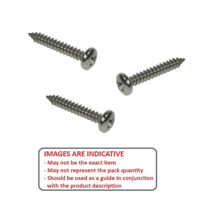 1043439 | SCT0285-025-P-PH-S6 (10 Pcs) --- Self Tapping Screws - 2.85x25.4 mm - 4 Pan Head - Stainless Steel 316 Similar to A4, 18-10 Screw