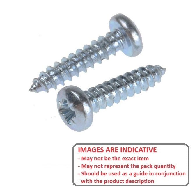 1040573 | SCT0218-025-P-PH-CZ (2 Pcs) --- Self Tapping Screws - 2.18x25.4 mm - 2 Pan Head - Zinc Plated Steel Screw