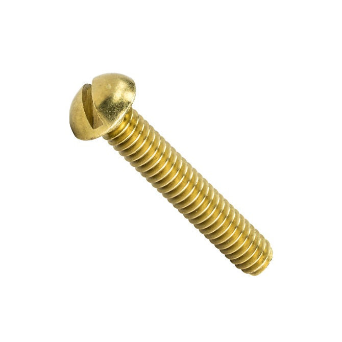 1036733 | SC012F-006-R-SL-BR (10 Pcs) --- Round Head Screws - 00-90 UNF - 1.19mm - 6.4 mm - Brass Slotted Screw
