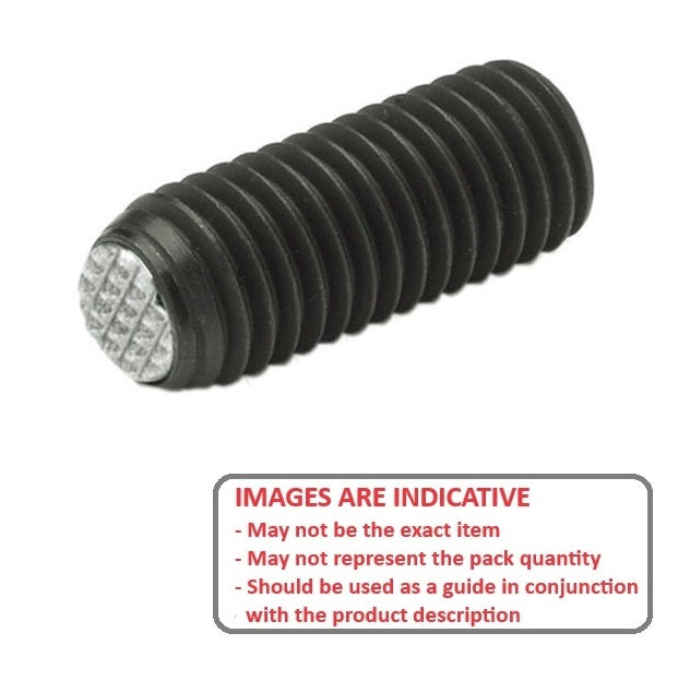 1079458 | SS080M-0095-CS-DKT --- Diamond Knurled Tip Socket Set Screws - M8 - 8x1.25mm - 9.5 mm - Carbon Steel with Alloy Steel SUJ2 HRC 55 -60 tip Screw