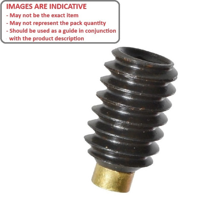 1053646 | SS040M-0200-AS-BT --- Brass Tipped Socket Set Screws - M4 - 4x0.7mm - 20 mm - Carbon Steel