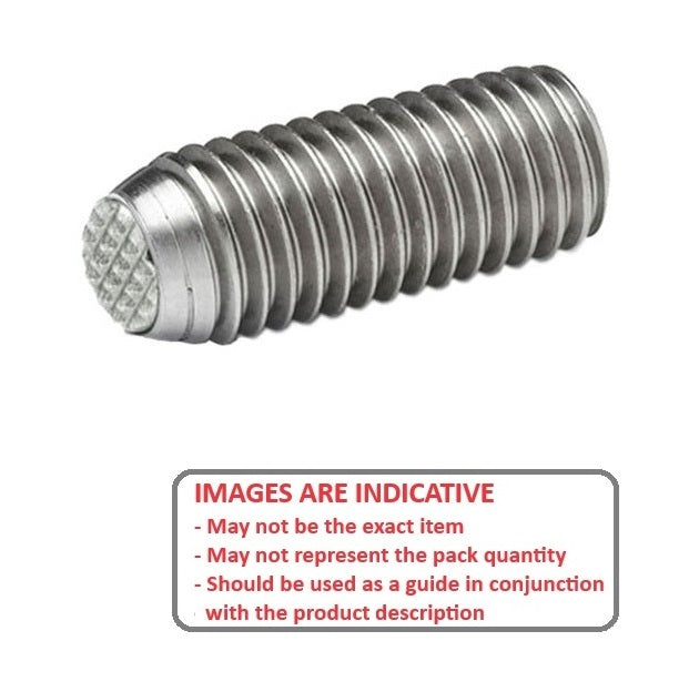 1079457 | SS080M-0095-S4-S440-DKT --- Diamond Knurled Tip Socket Set Screws - M8 - 8x1.25mm - 9.5 mm - 304 Stainless Steel with 440C Stainless HRC 50-55 tip Screw