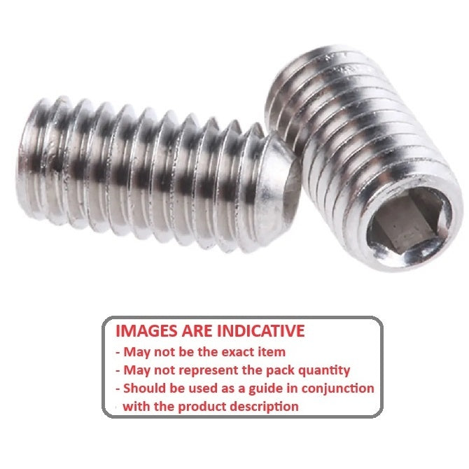 1074097 | SS064F-0127-S6 --- Standard Cup Point Socket Set Screws - 1/4-28 UNF - 6.35mm - 12.7 mm 316 Stainless Steel DIN916 - Stainless Steel 316 Similar to A4, 18-10 Screw