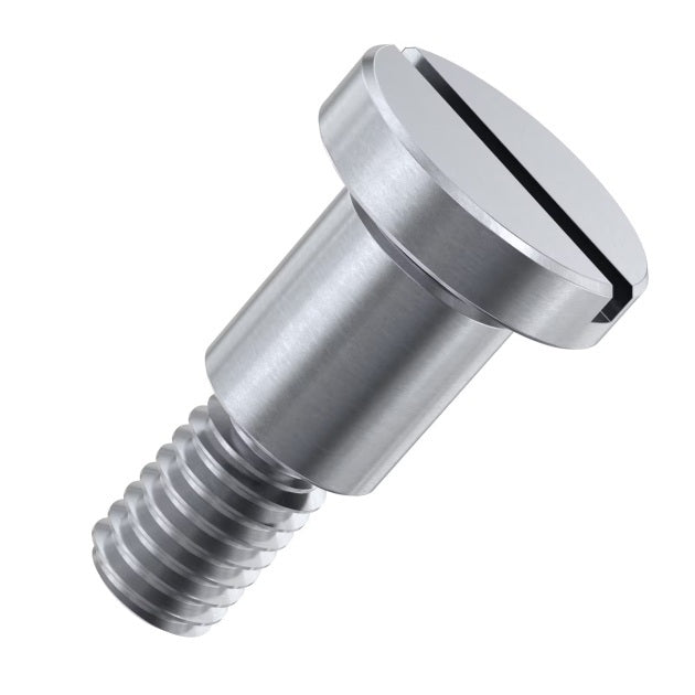 1051253 | SHLD040-002-SLL-C (100 Pcs) --- Shoulder Screws - 4x2 mm - M3x0.5 Slotted Shallow Head - Carbon Steel Screw