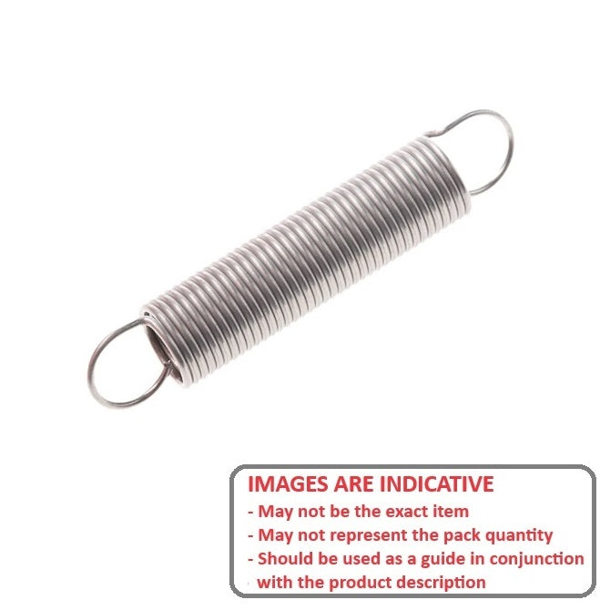 1084156 | ES-0914-0508-11-S2 --- Extension Springs - 9.14x50.8x1.14 mm - Stainless Steel 302/304 Similar to A2, 18-8 Spring