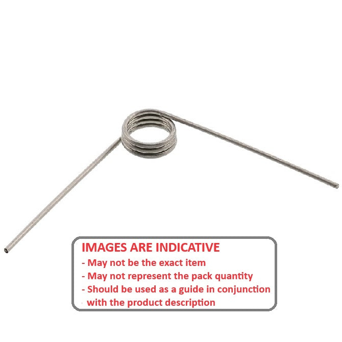 1054006 | TS-040L-400-040-180-S4 (100 Pcs) --- Torsion Springs - 4x40x0.4 mm Left Hand Wound - Stainless Steel 304 Similar to A2, 18-8 HRB80 Spring