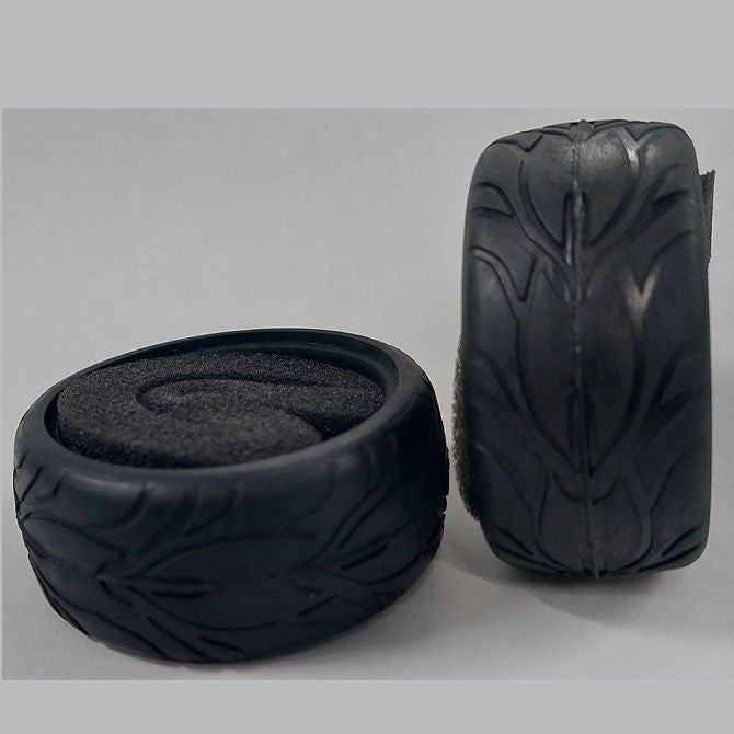 1226391 | TY-XR-063-26-FL (2 Pcs) --- RC Car Tyres Hobby - Type Flame Pattern 63x26 mm Tenth Scale - Natural Rubber Tyre