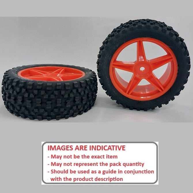 1074598 | WH-8O-085-34-FO-5 (2 Pcs) --- RC Car Wheels Hobby - Rim Colour Fluoro Orange 5 Spoke - Black Tenth Scale - Plastic Wheel