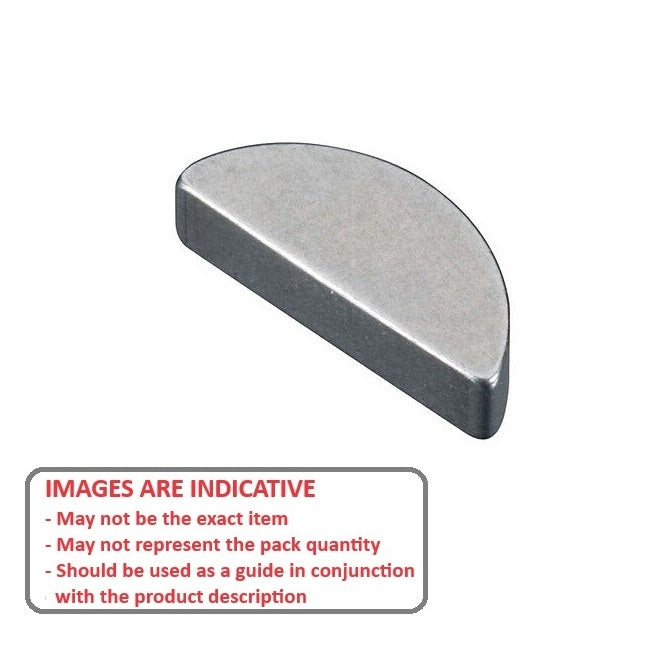 1037978 | KW-016-095-S3 --- Woodruff Keys - 1.59x9.53x4.4 mm 303 Stainless Steel - Stainless Steel 303 Similar to A2, 304, 18-8 Key