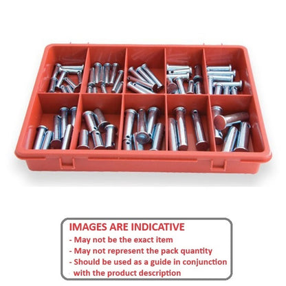 1075173 | AST-CLE-I-0083 --- Small Parts Assortment Kits - Selection Clevis Pins 83 - 15 Sizes imperial in a metal drawer - no lid - - Carbon Steel