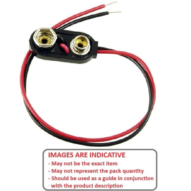 1000093 | BAT-HOL-9V-WSQ (2 Pcs) --- Holders Battery Accessories -  9V Snap On 9V Battery   - Plastic