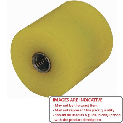 1142017 | AU-411RS (5 Pcs) --- Cylindrical Female Thread Bumpers - 31.75x25.4 mm - 1/4-20 UNC - 6.35mm - - Polyurethane Bumper