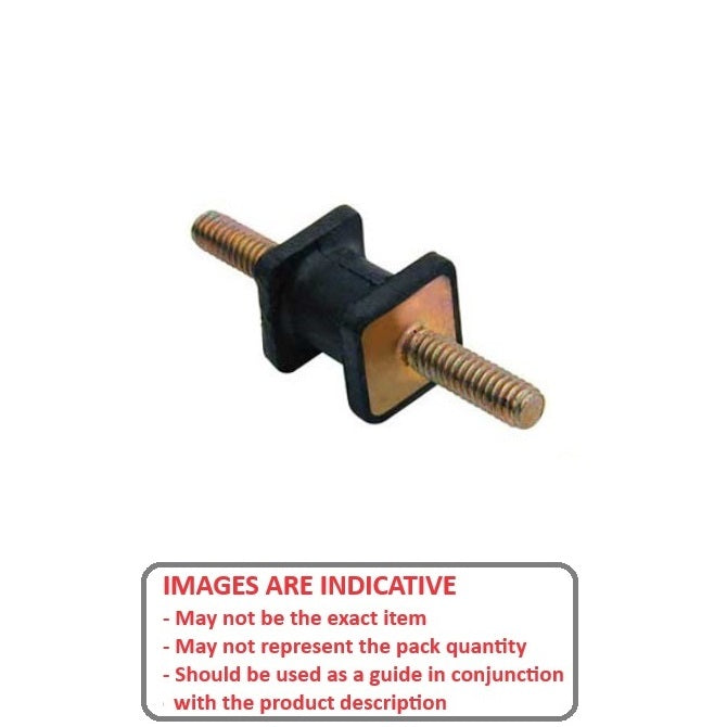 1100749 | CMM013-14-042C-R60SQ --- Square Base Bobbin Mounts - 12.7x14.3 mm - 8-32 UNC - 32 TPI - - Natural Rubber Mount