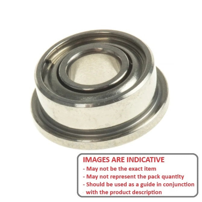 1053037 | SFR144A-ZZS-ECO (Each) --- Single Row Ball Bearings - 3.175x6.35x2.779 mm Flanged - Stainless Steel AISI 440C Bearing