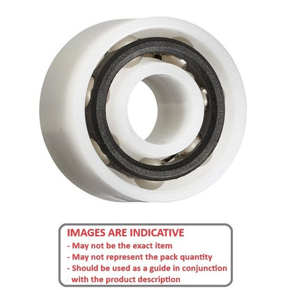1086255 | P-DR-R6E-AS6 --- Plastic Bearings - 9.525x22.225x11.113 mm - Acetal with Stainless 316 Balls Bearing