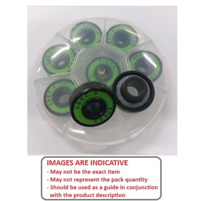 1226081 | W608-1-RG-SKATE-PK8 (8 Pcs) --- Skate Board and Skating Bearings - For general skating with extended inner ring Extended inner ring one side SET OF 8 BEARINGS (8x22x7 inner width 12.5)