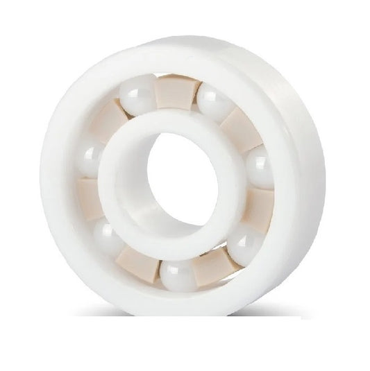 Single Row Ball Bearings - 8x16x5 mm Unflanged - Ceramic Zirconia - PTFE Cage Bearing
