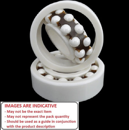 1132135 | CZR-1205-NY-DRY --- Double Row Ball Bearings - 25x52x15 mm Self Aligning - Ceramic Zirconia - Nylon Cage - No Lubricant Bearing