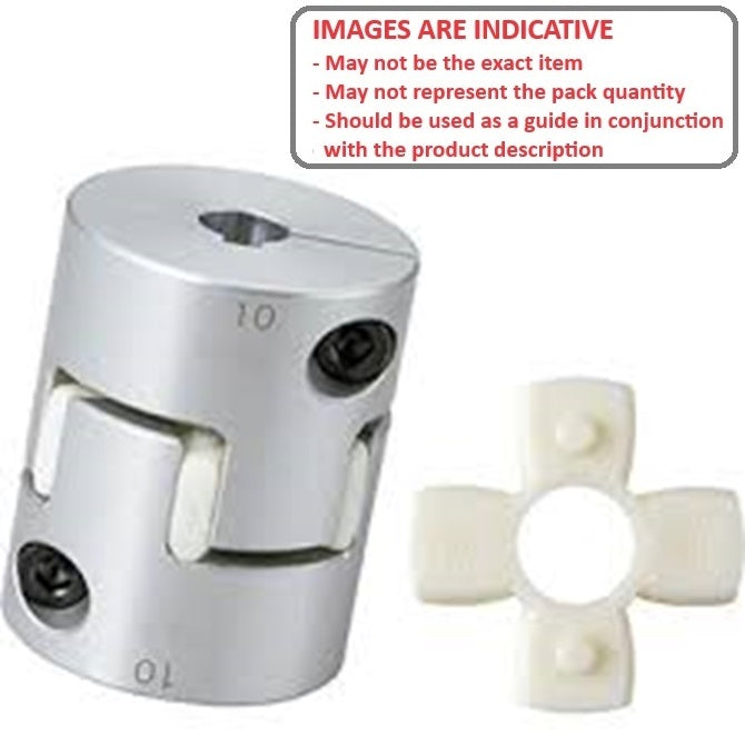 1100497 | CP-127-127-30-034-J-PU92C --- Spider Type C Complete Couplings - 12.7x12.7x30 mm - Aluminium with 92 Duro White Spider Coupling