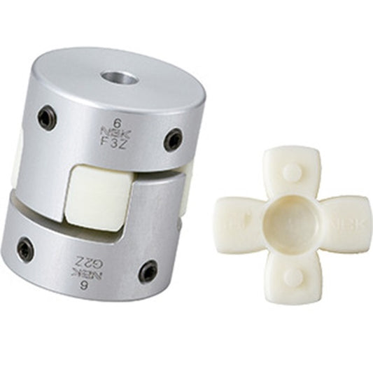 Spider Type C Complete Couplings - 6.35x6.35x20 mm - Aluminium with 92 Duro White Spider