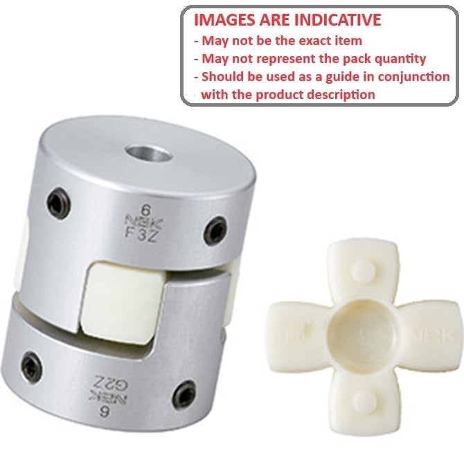 1101092 | CP-127-127-30-034-J-PU92G (Each) --- Spider Type C Complete Couplings - 12.7x12.7x30 mm - Aluminium with 92 Duro White Spider Coupling
