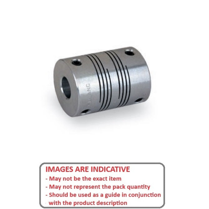 1037229 | CP-015-020-13-013-H-B6-AL-G --- Spiral 6 Beam Couplings - 1.5 Pilot Bore 2.0 12.7 mm Aluminium Set Screw Type - Aluminium Coupling