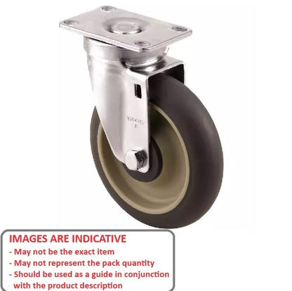 1159937 | RWC-S2710B (2 Pcs) --- Plate Castors - Wheel diameter 50 Swivel with Brake 30 mm - Inst Rubber Castor