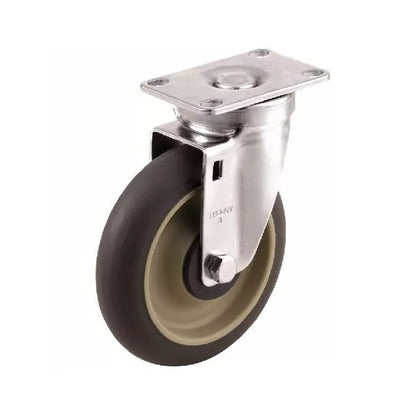 1159937 | RWC-S2710B (2 Pcs) --- Plate Castors - Wheel diameter 50 Swivel with Brake 30 mm - Inst Rubber Castor