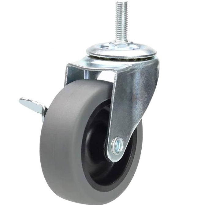 1159091 | RWC-S2714B (4 Pcs) --- Bolt Castors - Wheel Diameter 50 Swivel with Brake 30 mm - Grey Rubber - Non Marking Castor