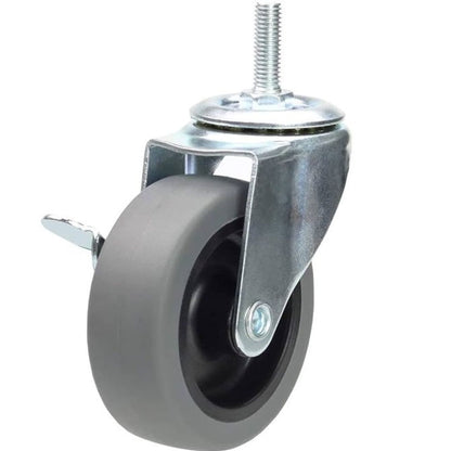 1159091 | RWC-S2714B (4 Pcs) --- Bolt Castors - Wheel Diameter 50 Swivel with Brake 30 mm - Grey Rubber - Non Marking Castor
