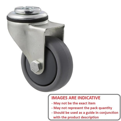 1174841 | RWC-S3714 (5 Pcs) --- Bolt Castors - Wheel Diameter 75 Swivel 50 mm - Grey Rubber - Non Marking Castor
