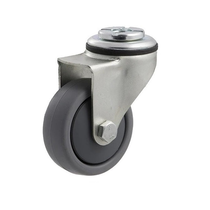 1174841 | RWC-S3714 (5 Pcs) --- Bolt Castors - Wheel Diameter 75 Swivel 50 mm - Grey Rubber - Non Marking Castor