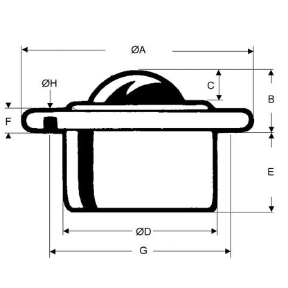 1218397 | BTU0610-019-F-SS --- Flange Mount Ball Transfer Units - 610 kg - 19x62 mm Standard - Stainless Steel AISI 420C and Zinc Plated Mild Steel