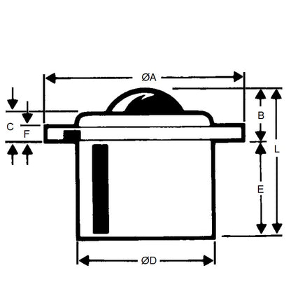 1219381 | BTU1000-025-F-PC-HD --- Flange Mount Ball Transfer Units - 1000 kg - 25.4x60.45 mm Heavy Duty - Carbon Steel